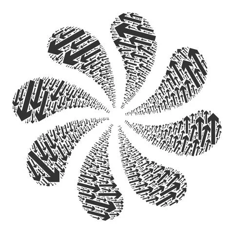 CCW Rotation Arrow Icon Curl Flower Stock Illustration