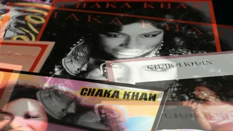 CD and artwork of the American singer Chaka Khan (Yvette Marie Stevens) Stock Footage 168153544