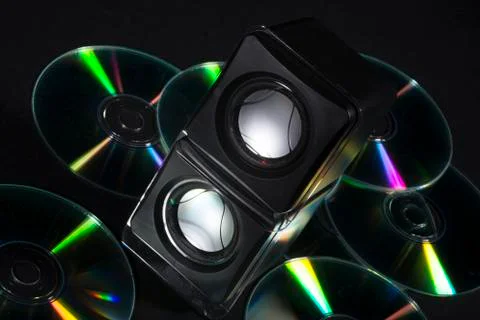 Cd and music boxes Stock Photos