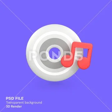 CD and music note isolated 3d render icon illustration PSD 템플릿
