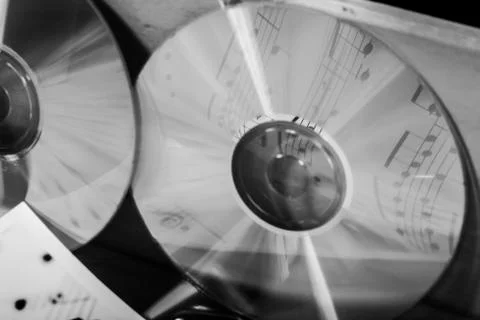 Cd and musical notes Stock-Fotos