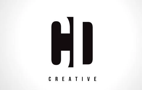 CD C D White Letter Logo Design with Black Square. Stock Illustration