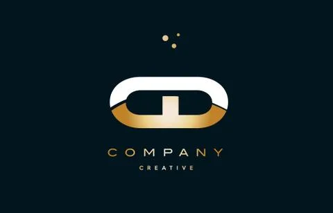 Cd c d  white yellow gold golden luxury alphabet letter logo icon template Stock Illustration