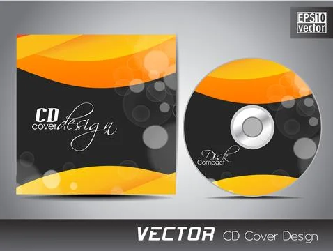 CD cover presentation design template with copy space and wave effect. EPS 10 库存插图