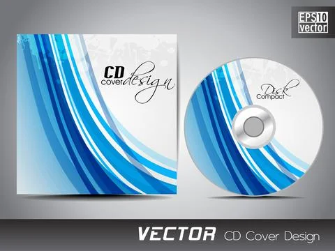 CD cover presentation design template with copy space and wave effect. EPS 10 库存插图