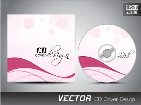CD cover presentation design template with copy space and wave effect. EPS 10 库存插图