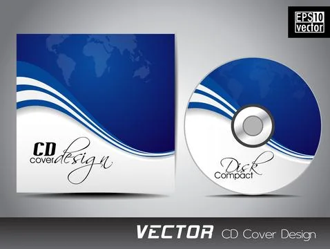 CD cover presentation design template with copy space and wave effect, edit.. Ilustración de archivo
