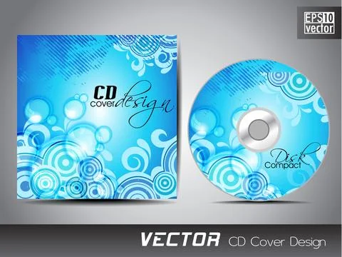 CD cover presentation design template with copy space and floral effect, ed.. 스톡 일러스트