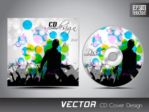 CD cover presentation design template with copy space and music concept eff.. Illustrazione stock