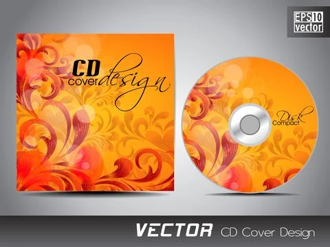 CD cover presentation design template with copy space and floral effect, ed.. Stock Illustration