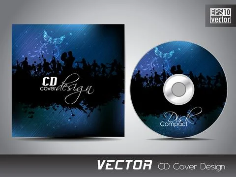 CD cover presentation design template with copy space and music concept, ed.. Stock-Illustration