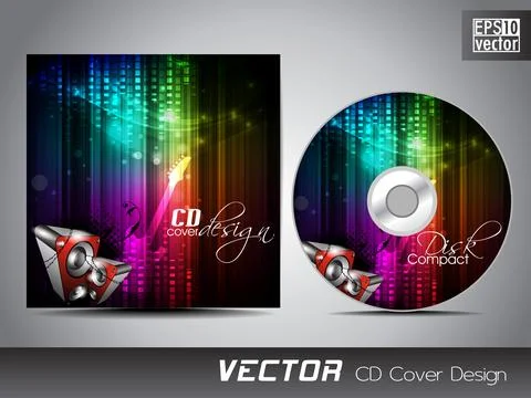 CD cover presentation design template with copy space and music concept, ed.. 스톡 일러스트