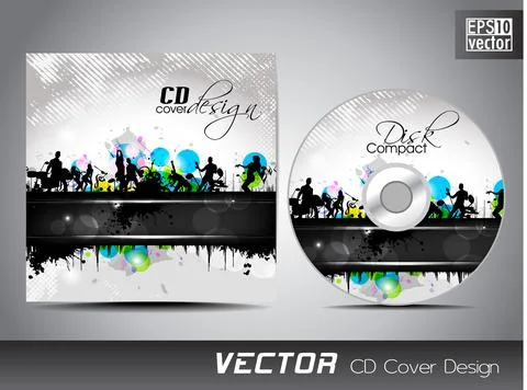 CD cover presentation design template with copy space and music concept, ed.. 스톡 일러스트