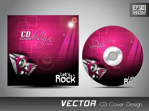 CD cover presentation design template with copy space and music concept, ed.. Illustrazione stock