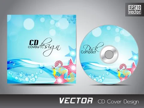 CD cover presentation design template with copy space and wave effect, edit.. 库存插图