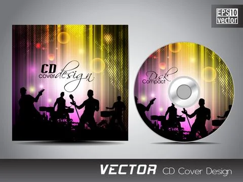 CD cover presentation design template with copy space and music concept, ed.. Stock Illustration