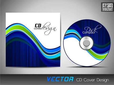 CD cover presentation design template with copy space and wave effect in bl.. 库存插图