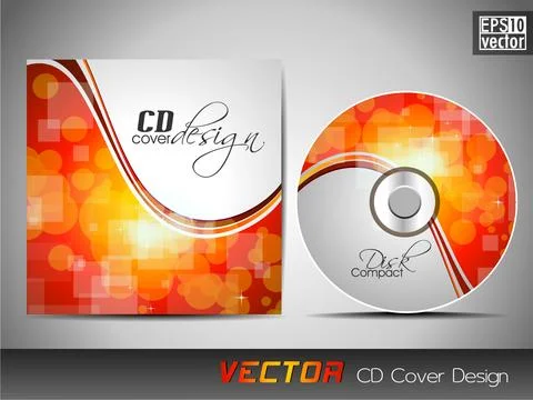 CD cover presentation design template with copy space and wave effect in bl.. 库存插图