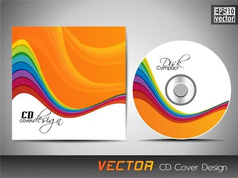 CD cover presentation design template with copy space and wave effect in bl.. 库存插图