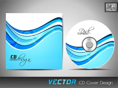 CD cover presentation design template with copy space and wave effect in bl.. Illustrazione stock
