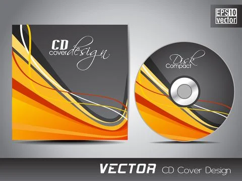 CD cover presentation design template with copy space and wave effect, edit.. Ilustración de archivo