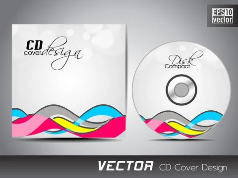 CD cover presentation design template with copy space and wave effect, edit.. 库存插图