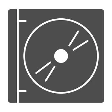 Cd with cover solid icon. Dvd box vector illustration isolated on white. Disk in イラスト素材