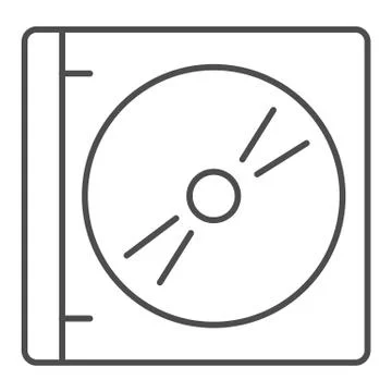 Cd with cover thin line icon. Dvd box vector illustration isolated on white Stock Illustration