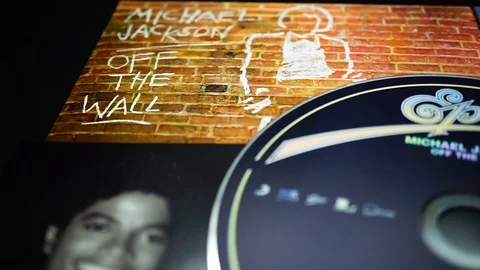 CD covers of Michael Jackson's first solo album, OFF THE WALL Stock Footage 107220734
