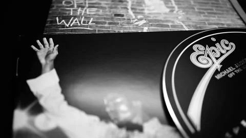 CD covers of Michael Jackson's first solo album, OFF THE WALL Stock Footage 247462380