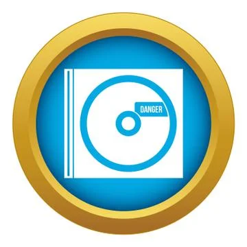CD with danger lettering icon blue vector isolated Illustrazione stock