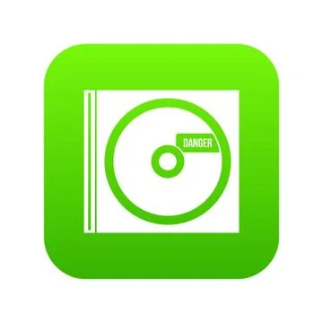 CD with danger lettering icon digital green Stock Illustration
