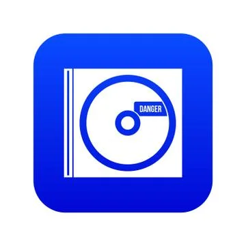 CD with danger lettering icon digital blue Illustrazione stock