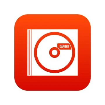 CD with danger lettering icon digital red Stock Illustration