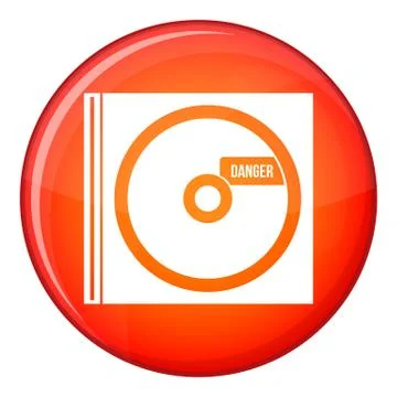 CD with danger lettering icon, flat style Stock Illustration