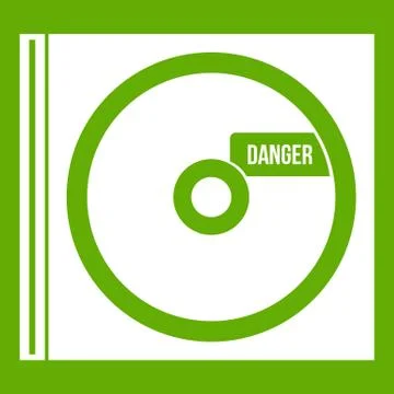 CD with danger lettering icon green Illustrazione stock