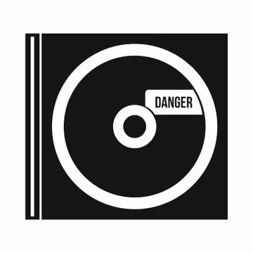 CD with danger lettering icon, simple style Stock Illustration
