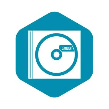 CD with danger lettering icon, simple style Illustrazione stock