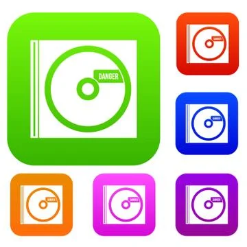 CD with danger lettering set collection Stock Illustration