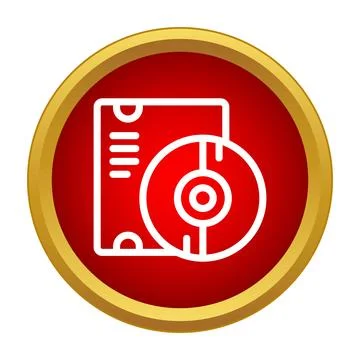 Cd disc and case icon in red circle Stock-Illustration