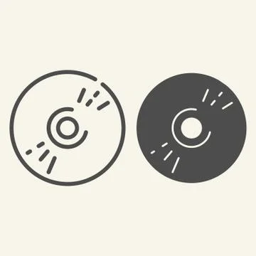 CD disc line and glyph icon. Data vector illustration isolated on white. Dvd 스톡 일러스트