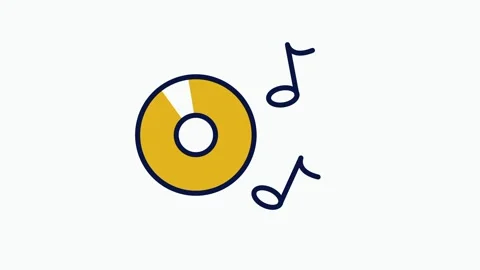 CD Disc with Music Notes Icon Stock Footage 343518905