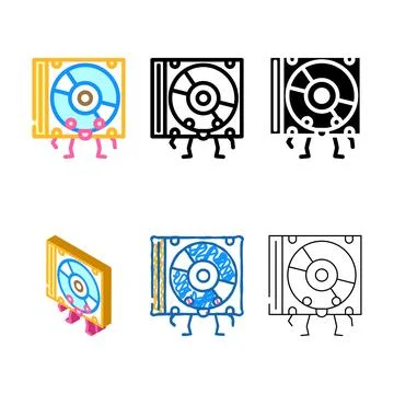 Cd disc music retro character color icon vector designs Stock Illustration