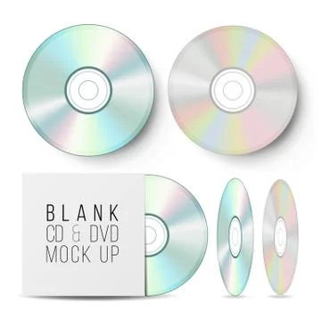 CD Disc Set Vector. Realistic Mock Up With DVD Case. Blank Compact Disc. Music Stock Illustration