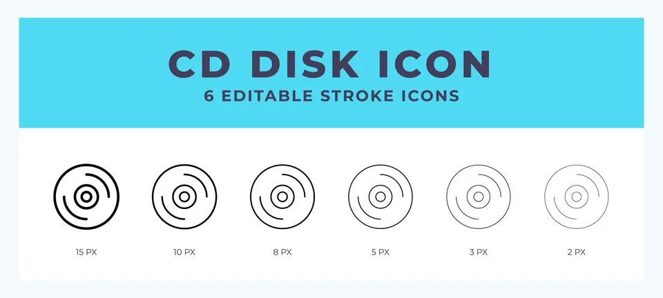 Cd disk icon illustration vector with editable stroke. Stock Illustration