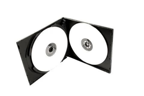 Cd dvd case with white cds Stock-Fotos