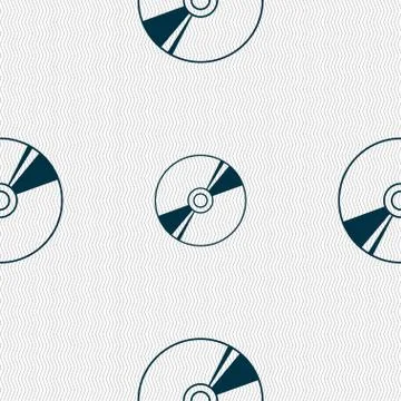 Cd, DVD, compact disk, blue ray icon sign. Seamless pattern with geometric te Stock Illustration