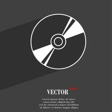 Cd, DVD, compact disk, blue ray icon symbol Flat modern web design with long  Illustrazione stock