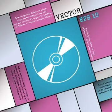 Cd, DVD, compact disk, blue ray icon sign. Modern flat style for your design. Stock Illustration