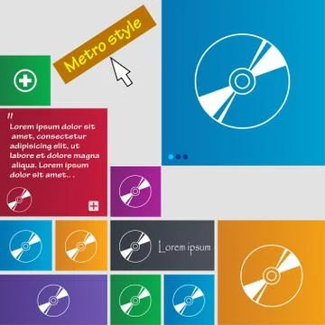 Cd, DVD, compact disk, blue ray icon sign. buttons. Modern interface website  Stock Illustration
